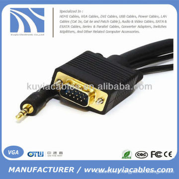 SVGA VGA macho a macho con cable de audio estéreo de 3.5 mm para PC TV